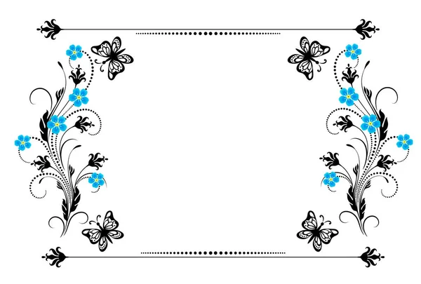 セット ビンテージ飾り忘れ私ない花 フレーム グリーティング カードの装飾的なディバイダー招待はがきまたは祝いのテキスト — ストックベクタ