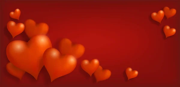 Valentýna Banner Blahopřání Hromadné Srdce Červeném Pozadí Prázdné Místo Pro — Stockový vektor