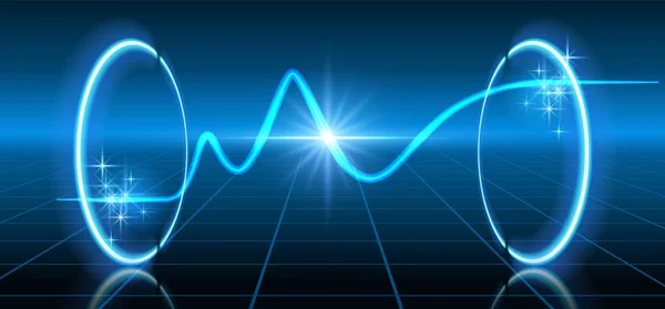 Fantastik Arka Plan Neon Grafik Parlayan Yıldızı Başka Bir Boyuta — Stok Vektör