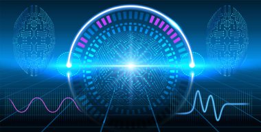 Fantastik Hud ekran infographics, elektronik devre, gra