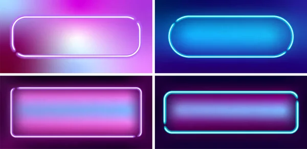 Set neon glowing frames in retro style with space for text — Stock Vector