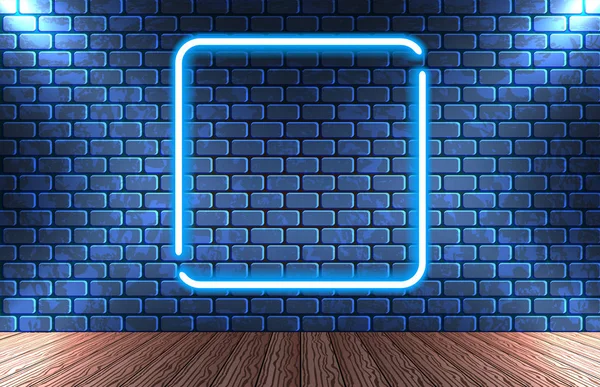 Cadre néon sur mur de briques pour enseigne de décoration en inter rétro — Image vectorielle
