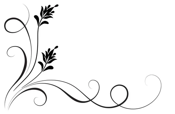 白で隔離のステンシルの花の飾りのコーナー飾り — ストックベクタ