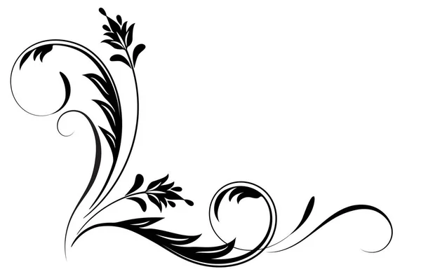 Adorno decorativo de esquina floral para plantilla aislada en blanco — Vector de stock