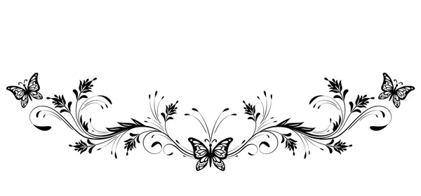 Květinové ozdoby a motýlí přání — Stockový vektor