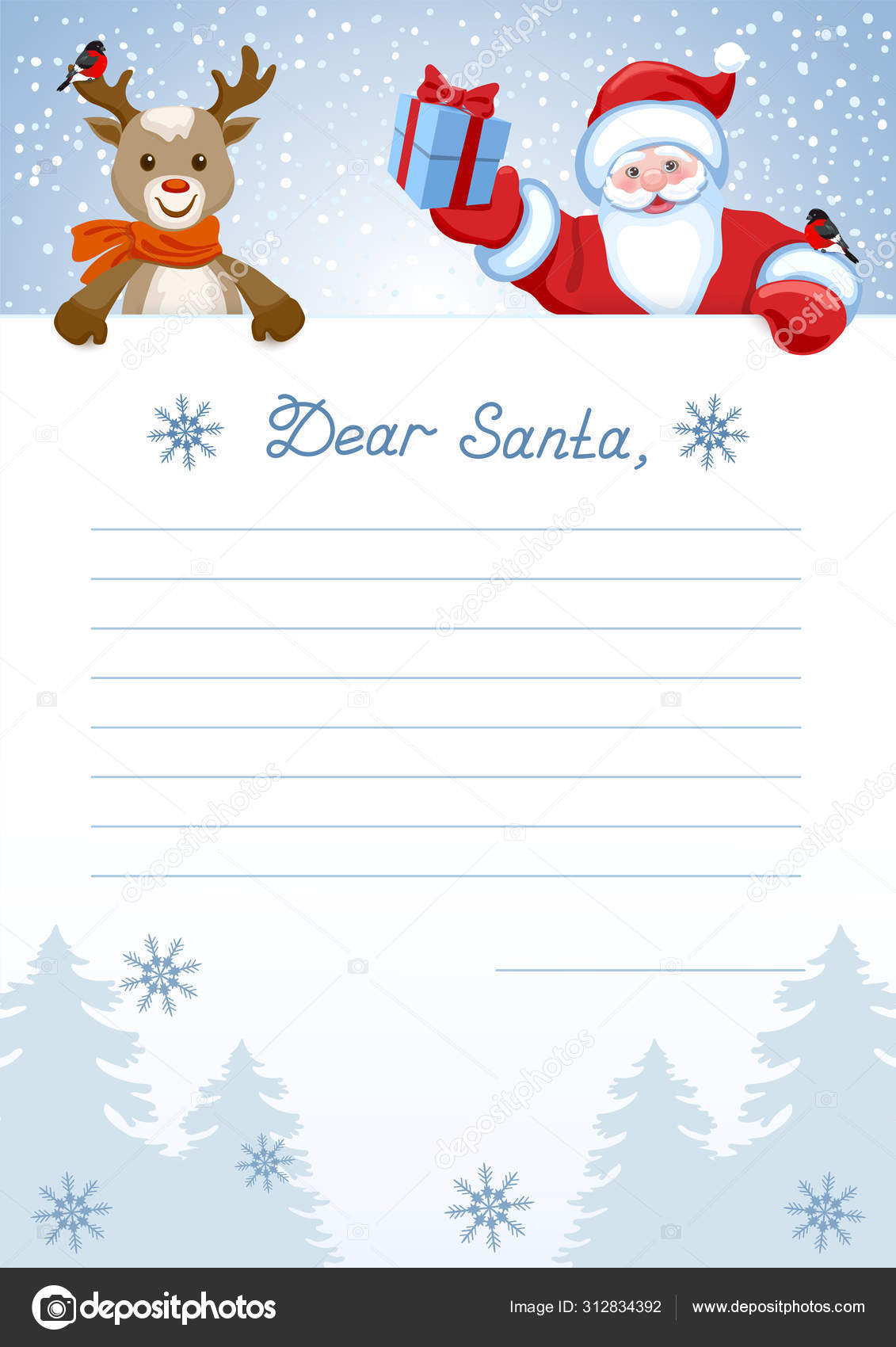 Layout letter to Santa Claus with inscription 