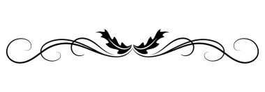 Yapraklarla ve soyut çizgilerle süslenmiş çiçek dalları. Metin ayırıcı. Dekor ve metin karşılama veya davetiye kartı tasarımı için zarif dekoratif öge.