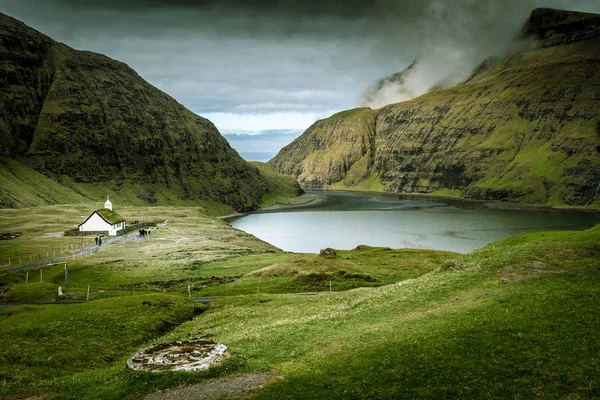 Küçük Kilise Saksun Faroe Adası — Stok fotoğraf
