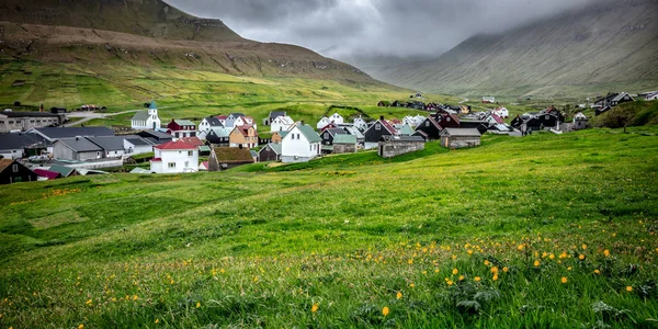 Vista Del Pueblo Gjogv Isla Faroe —  Fotos de Stock