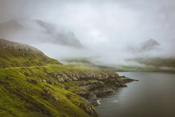 Vue Sur Les Îles Féroé Par Temps Pluie — Photo