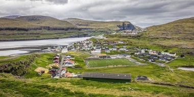 colorful town in faroe islands clipart