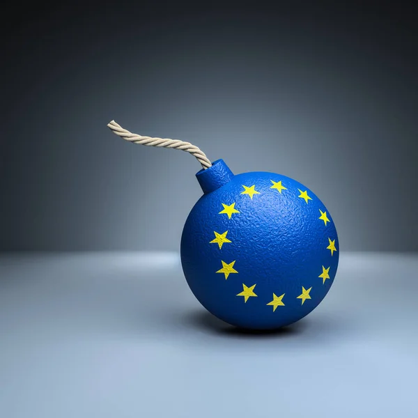 Avrupa Bayrak Üstünde Ile Klasik Bomba Işleme Görüntü — Stok fotoğraf