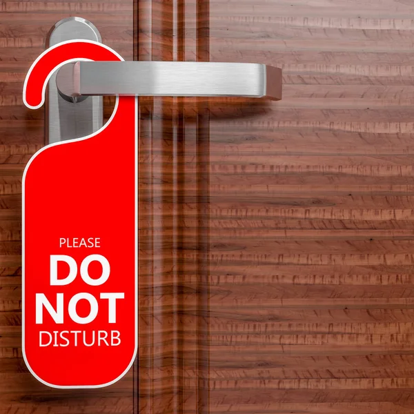 Wood Hotel Door Red Label Disturb Rendering Image — Stock Photo, Image