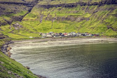 Tjornuvik Köyü, plaj, Streymoy, Faroe Adaları adanın görünümünden