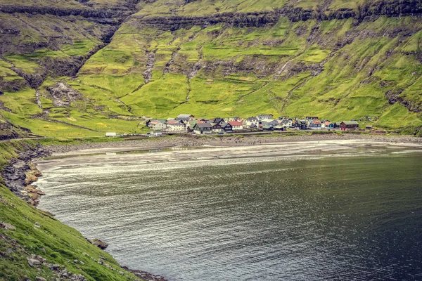 Pueblo Tjornuvik Vista Desde Playa Streymoy Isla Faroe —  Fotos de Stock
