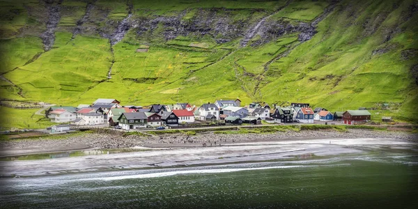 Tjornuvik Köyü Plaj Streymoy Faroe Adaları Adanın Görünümünden — Stok fotoğraf