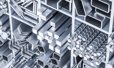 metal çubuk ve profil, farklı bir 3d işleme görüntü