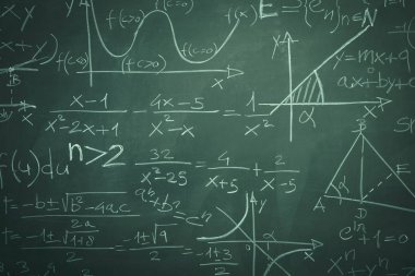 yeşil chalkboard ve matematik equatrions