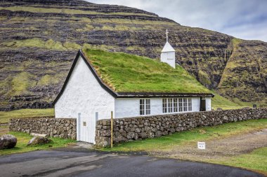 church in saksun faroe islands clipart