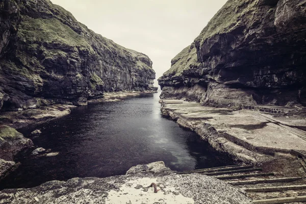 Berühmte Natürliche Häfen Auf Der Insel Gjogv Färöer — Stockfoto