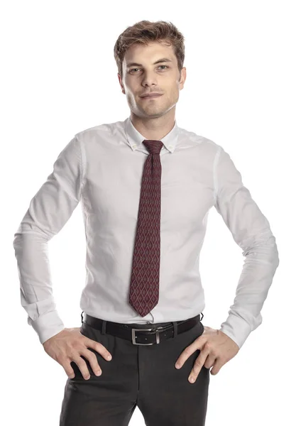 白い背景に立つビジネスマン — ストック写真