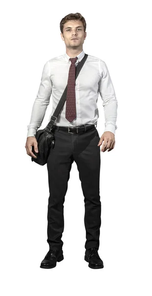 Standing Businessman Isolated White Background — Stock Photo, Image