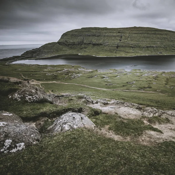 Lago Sorvagsvatn Isla Faroe —  Fotos de Stock