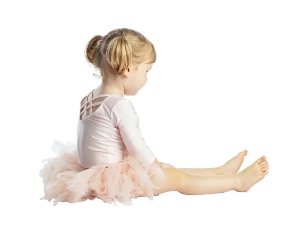 Retrato Práctica Infantil Femenina Ballet Clásico Aislado Sobre Fondo Blanco — Foto de Stock