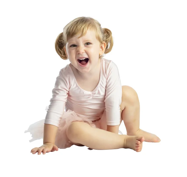 Beyaz Arka Plan Üzerinde Izole Kadın Çocuk Uygulama Klasik Bale — Stok fotoğraf
