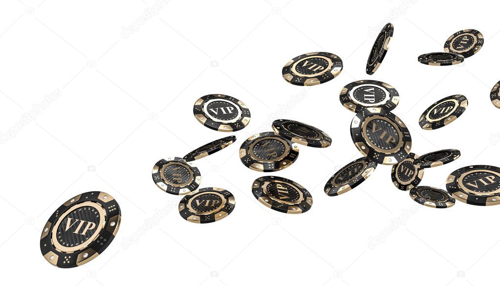 3d rendering image of golden and carbon vip chip with diamond