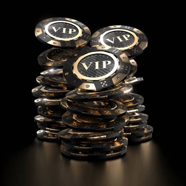 Lüks altın casino chips 3d işleme görüntü