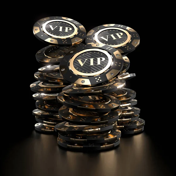 Lyxiga Golden Casino Chips Rendering Bild — Stockfoto