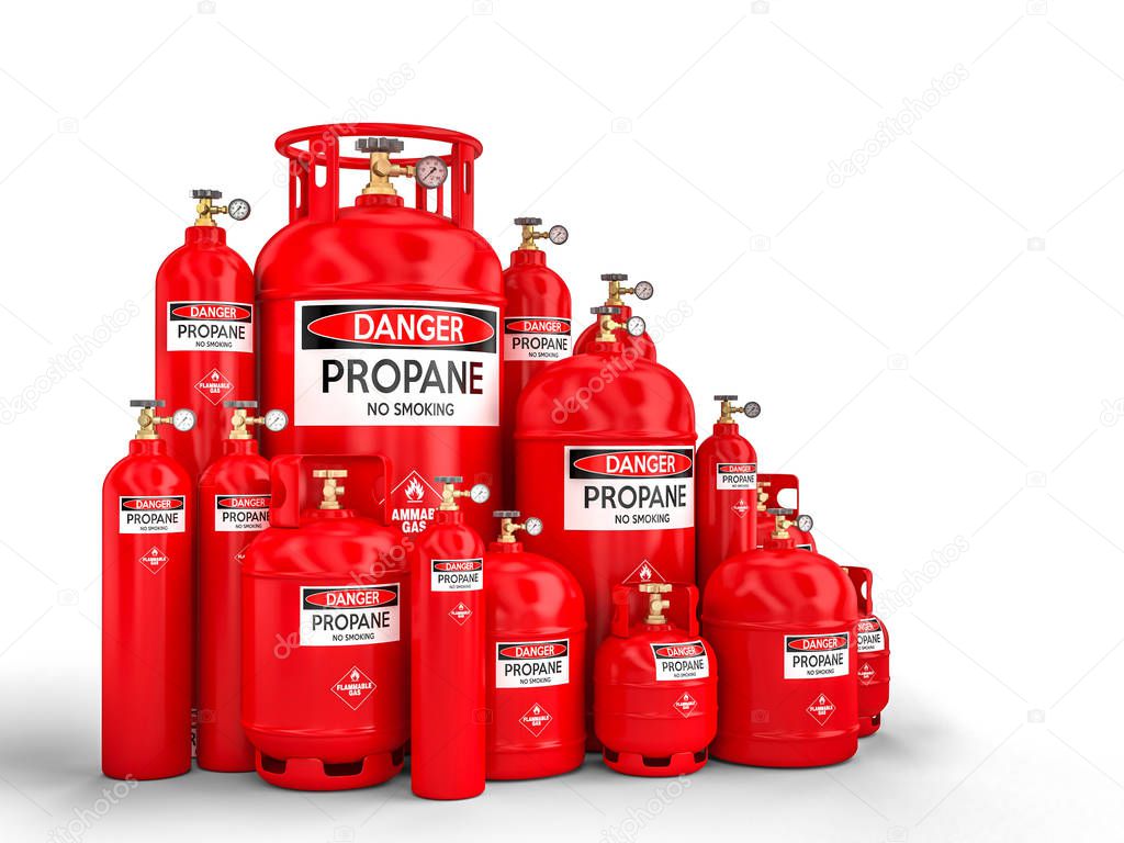 different propane cylinder container 3d rendering image