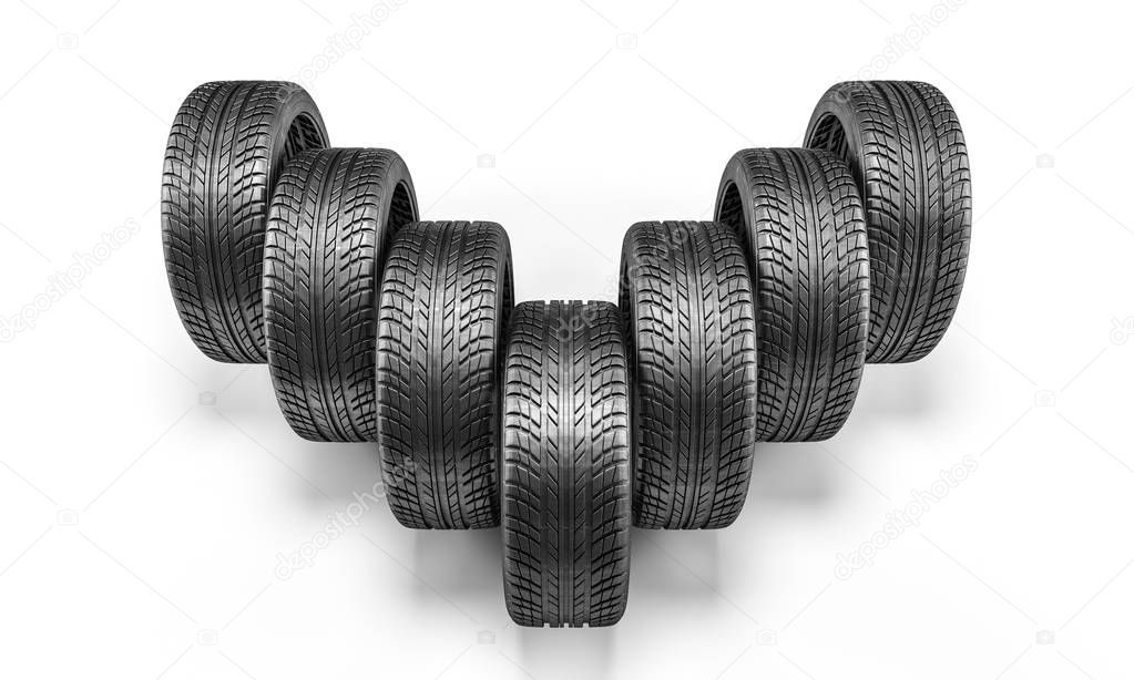 3d image of unused car tires