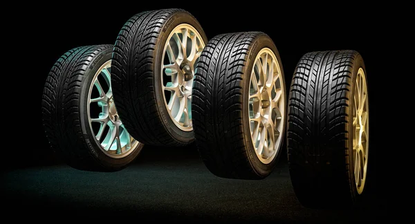 新轮胎背景3D 渲染图像 — 图库照片