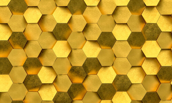 Detail Golden Geometric Background Rendering Image — Stock Photo, Image