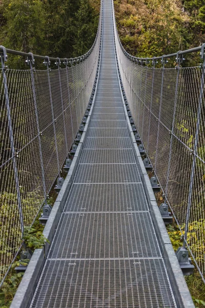 Ponte Suspensa Vale Rabby Alpes Italianos — Fotografia de Stock