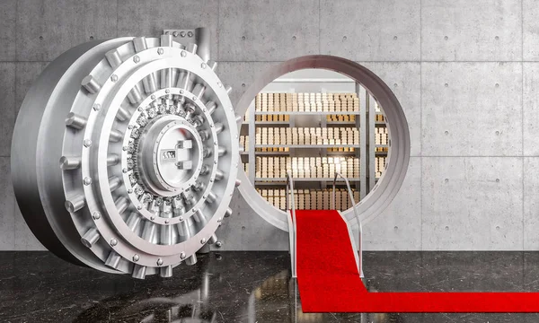 Obraz Ogromny Bank Vault Złote Sztabki — Zdjęcie stockowe