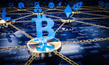 blockchain 3d işleme görüntü kavramı