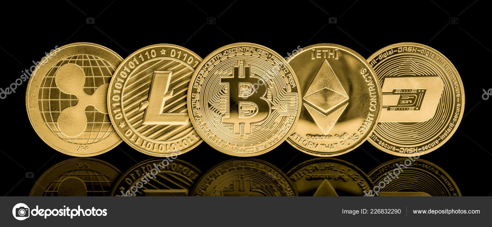 Golden Cryptocurrency Coin Black Background — Stock Editorial Photo ©  jukai5 #226832290