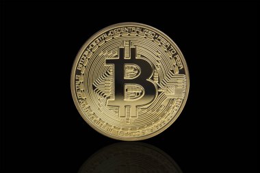 Siyah zemin üzerine altın Bitcoin sikke