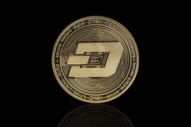 Dash cryptocurrency sikke siyah arka plan üzerinde