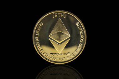 Ethereum cryptocurrency sikke siyah arka plan üzerinde