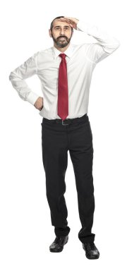 çok izole üzerinde beyaz seyir ayakta işadamı