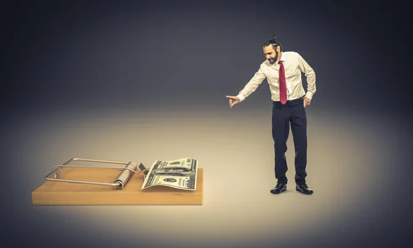 Businessman Refuses Take Money Mousetrap — Stock Photo, Image