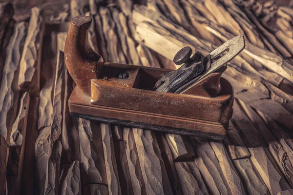 Planer Vintage Ręcznie Rzeźbione Drewno — Zdjęcie stockowe