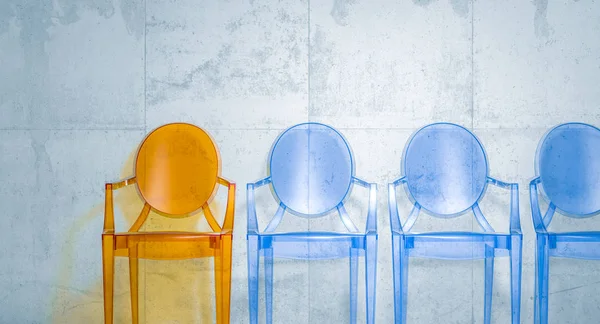 Renderização Plástico Cadeira Cores Diferentes — Fotografia de Stock