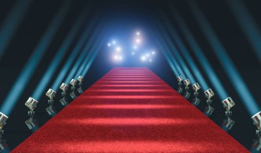 red carpet and lights 3d rendering image