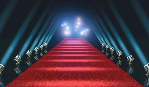 Alfombra Roja Luces Imagen Renderizado — Foto de Stock