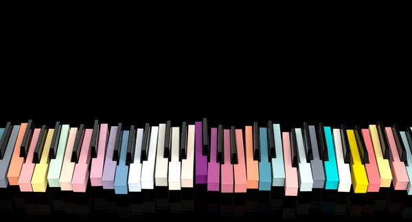 カラフルなクラシックのピアノの鍵盤の のレンダリング画像 — ストック写真
